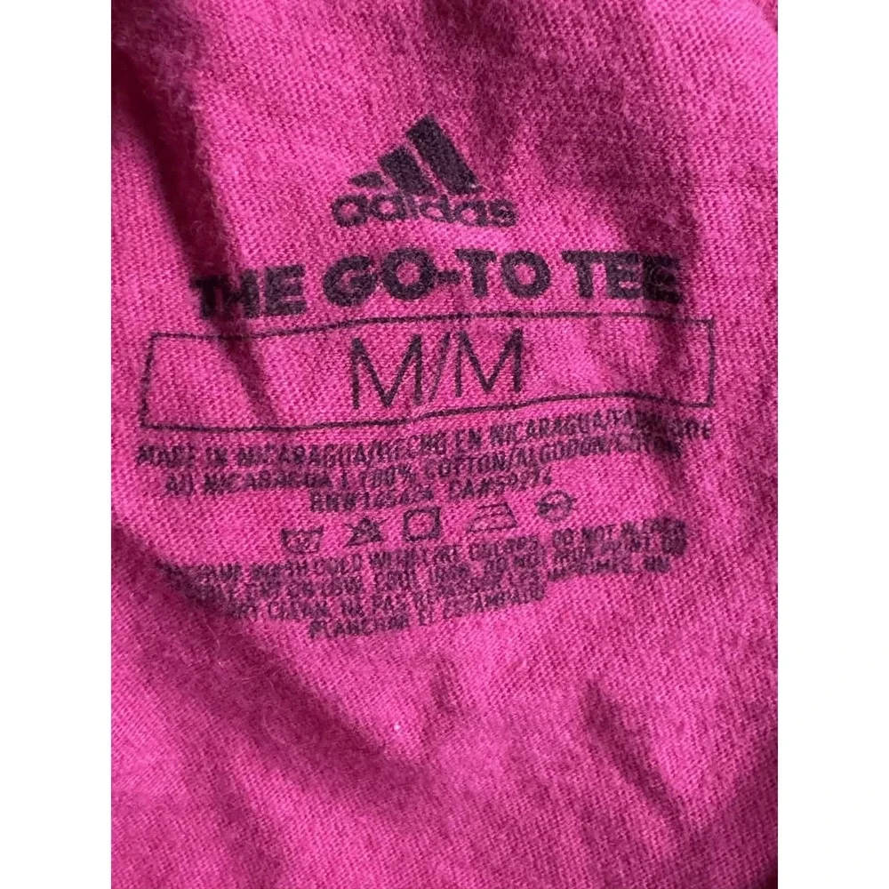 Adidas Womens Graphic Tee Pink Vertical Logo T-shirt Size M ATACAGIL 28L001